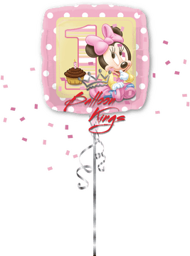 Birthday Celebration with Minnie Mouse Balloons PNG