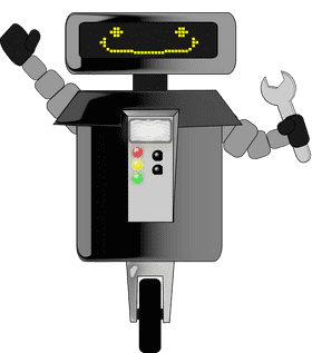 Happy Helper Robot on Wheels PNG