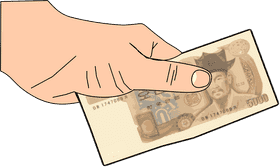 Handing Over Currency Note PNG