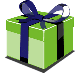 Elegant Green Gift Box with Blue Ribbon PNG
