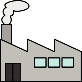 Modern Manufacturing Factory with Smoke Stack PNG