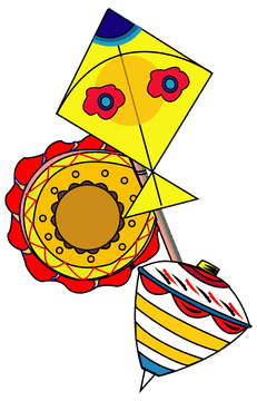 Colorful Kite and Spinning Top Festival PNG