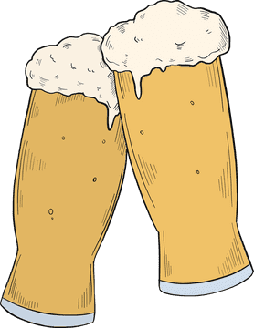 Cheers with Two Frothy Beer Glasses PNG