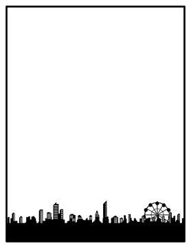 City Skyline at Dusk with Ferris Wheel PNG