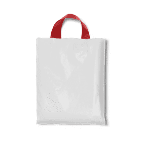 Stylish Grey Shopping Bag with Red Handles PNG