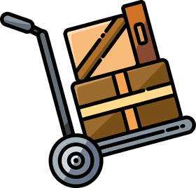 Stacked Cardboard Boxes on a Hand Truck PNG
