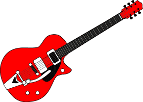 Vibrant Red Electric Guitar Design PNG