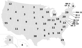 USA Map with State Population and Electoral Votes PNG