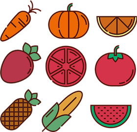 Colorful Food Medley Fruits and Vegetables Delight PNG
