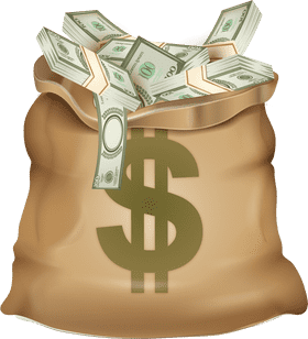 Money Bag Overflowing with Cash PNG