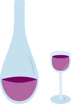 Elegant Wine Bottle and Glass Duo PNG
