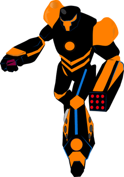 Dynamic Combat Robot with Tactical Armament PNG