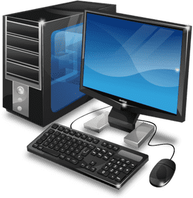 Modern Desktop Computer Setup with Monitor and Keyboard PNG