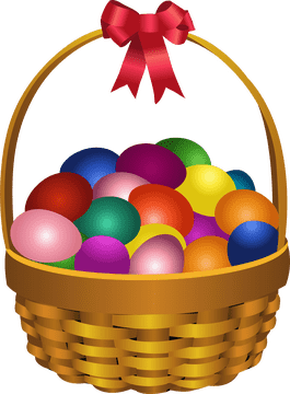 Colorful Laundry Basket of Joyful Eggs PNG