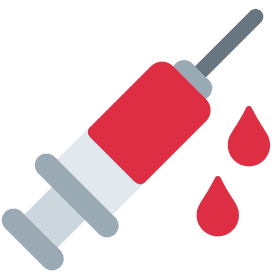 Red Syringe with Droplets of Blood PNG