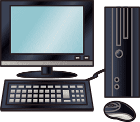Essential Computer Part Setup Monitor Tower Keyboard Mouse PNG