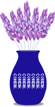 Charming Lavender Field Bouquet in Blue Vase PNG