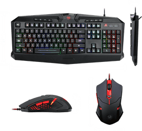 Gaming Keyboard with Illuminated Features and Precision Mouse PNG
