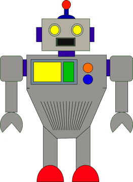 Friendly Industrial Robot with Colorful Controls PNG