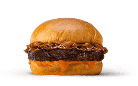 Savory Onion Melt Burger Delight PNG