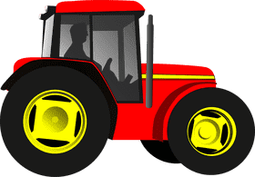 Vibrant Red Farm Tractor with Bold Yellow Wheels PNG