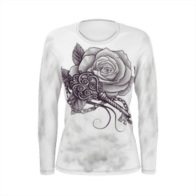 Elegant Tattoo Rose and Key Design PNG