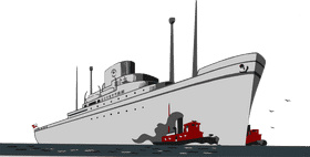 Majestic Navy Vessel on the Horizon PNG