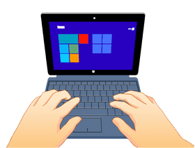 Computer Part User Interacting with Laptop Display PNG