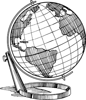 Globe of Continents and Oceans PNG