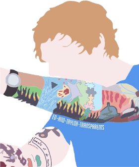 Colorful Tattoo Collage on Arm PNG