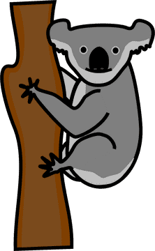 Adventurous Koala Bear Climbing a Tree PNG