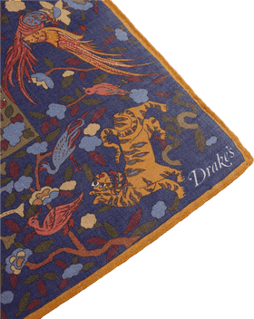 Navy Elegance Exotic Creatures and Blooms PNG