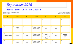 September 2016 Community Activities Calendar PNG
