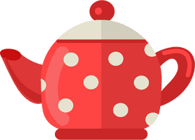 Charming Polka Dot Teapot Cookware Collection PNG