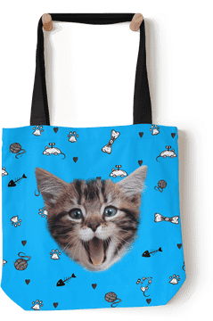Playful Cat Design Shopping Bag Delight PNG