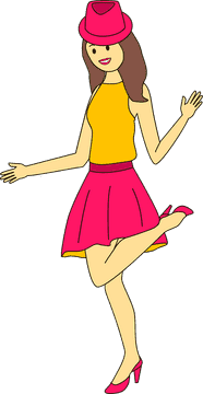 Joyful Dance in Pink and Yellow PNG