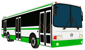 Green and White City Bus Design PNG