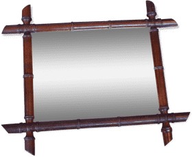 Elegant Bamboo Mirror Frame Design PNG