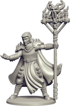 Mystical Sorcerer Figurine with Staff PNG