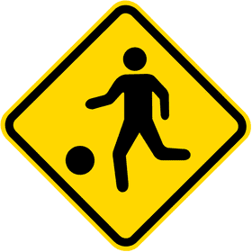 Caution Playing Child in Traffic Area PNG