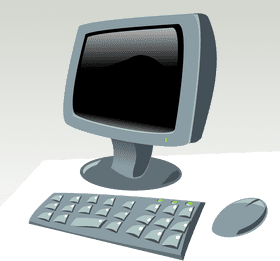 Classic Computer Part Monitor and Accessories Setup PNG