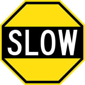 Caution Road Sign Slow Down Ahead PNG