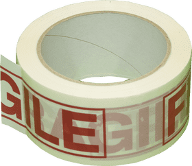 Scotch Tape with Bold 'Fragile' Warning Labels PNG