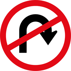 No U-Turn Sign PNG