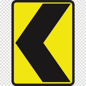 Curved Road Sign Indicating Left Turn Ahead PNG
