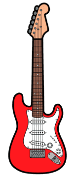 Vibrant Red Electric Guitar Design PNG