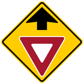 Yield Sign with Directional Indicator PNG