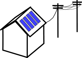 Utility Pole Connected to Solar-Powered Home PNG