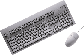 Sleek Silver Keyboard and Mouse Set PNG