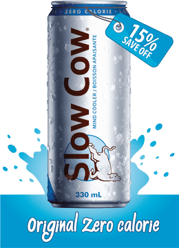 Slow Cow Refreshing Energy Drink with Zero Calories PNG